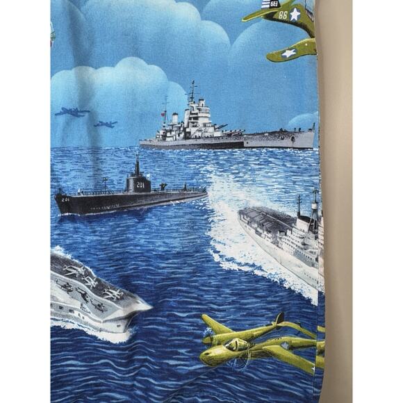Aloha Republic Mens Military Plane Hawaiian Shirt L Ships Navy Tropical Vacation - Picture 4 of 10
